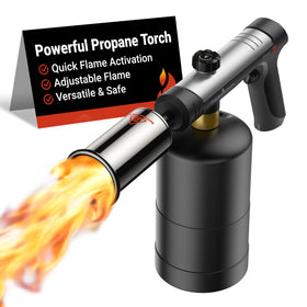 ThermoMaven propane torch with one-touch max fire delivers quick high-heat searing.