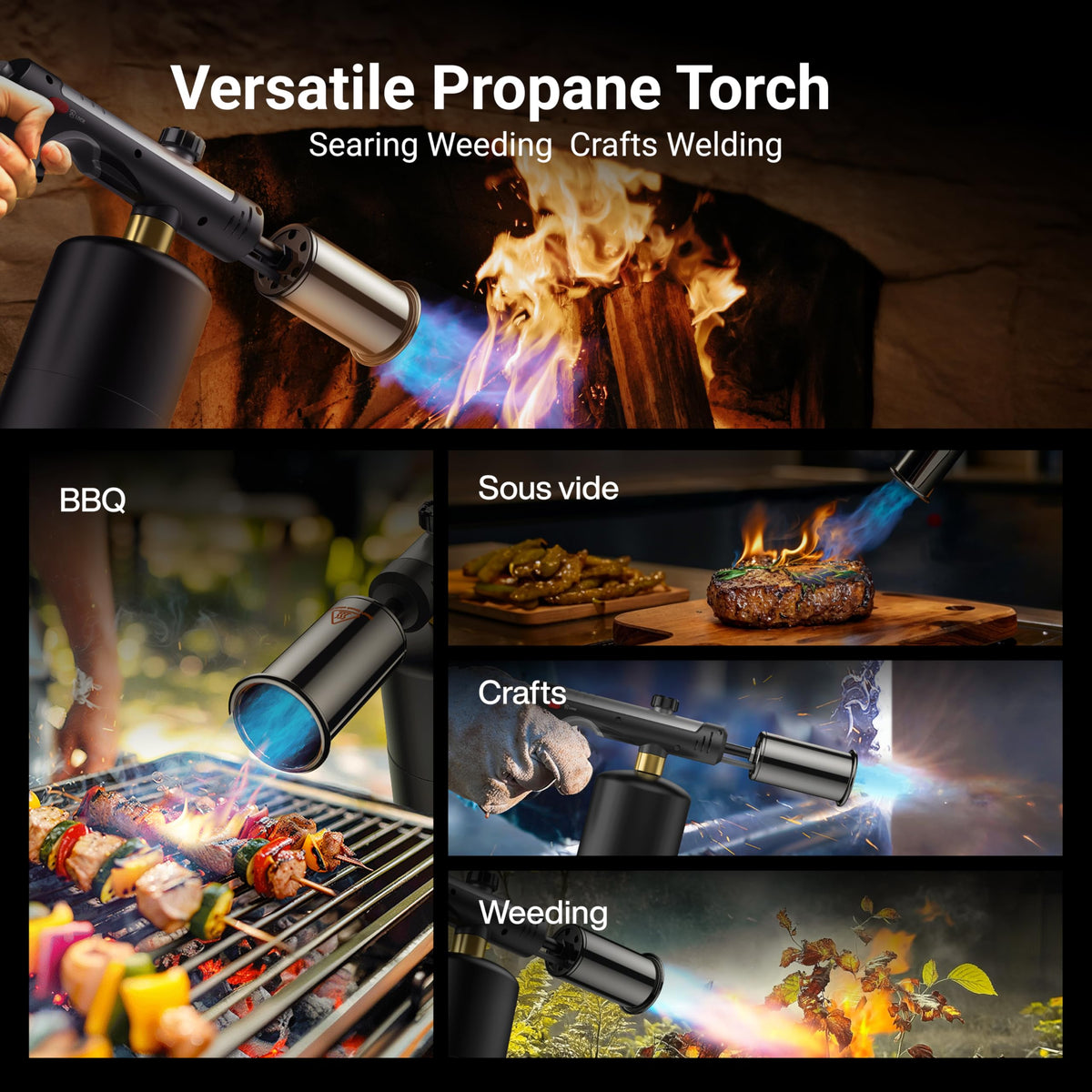 ThermoMaven torch head for grills emphasizes precise flame control.