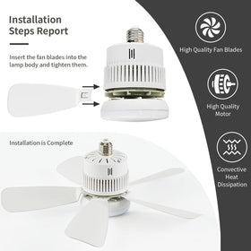 Therqo socket light fan screw-in design fits standard sockets securely.