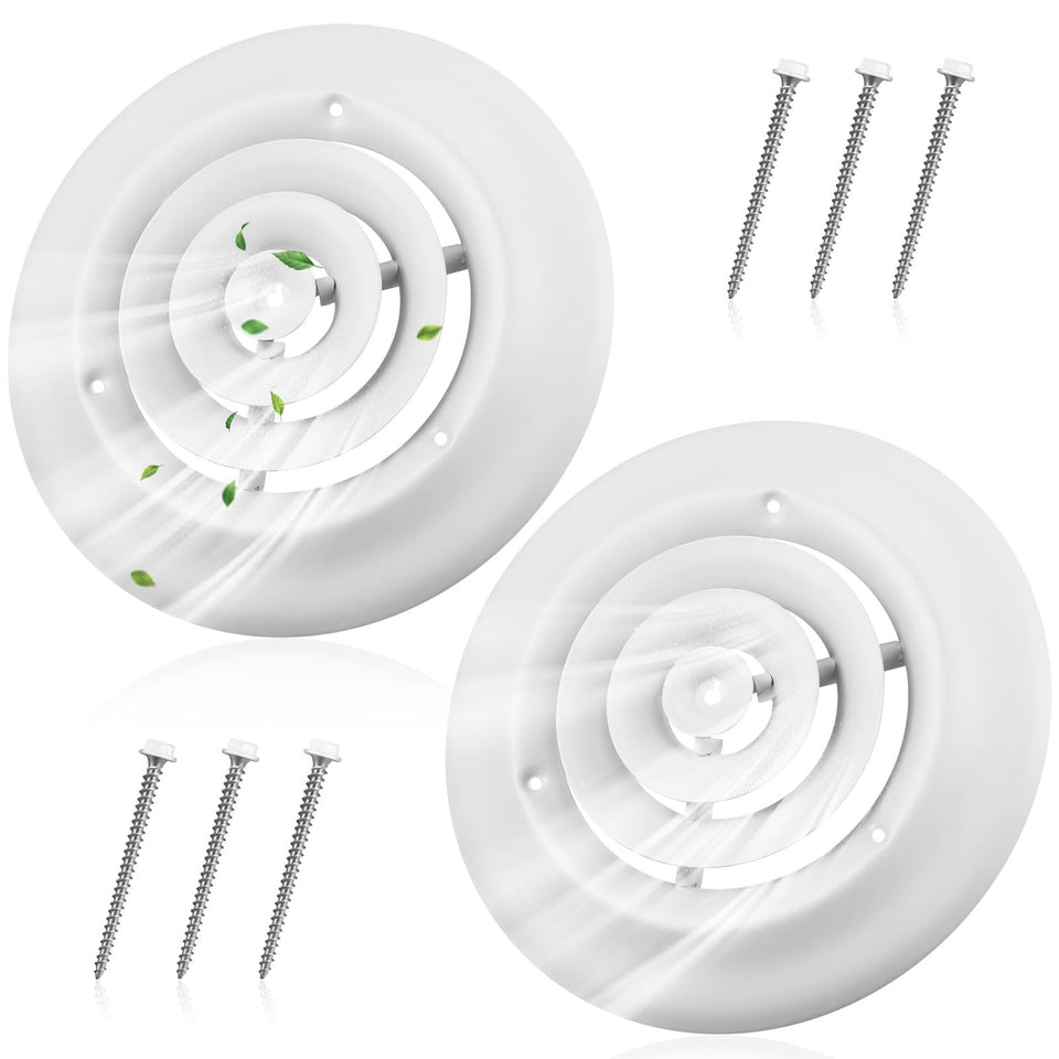 Therwen 2Pcs 6-Inch Round Vent Cover front view shows clean ceiling integration