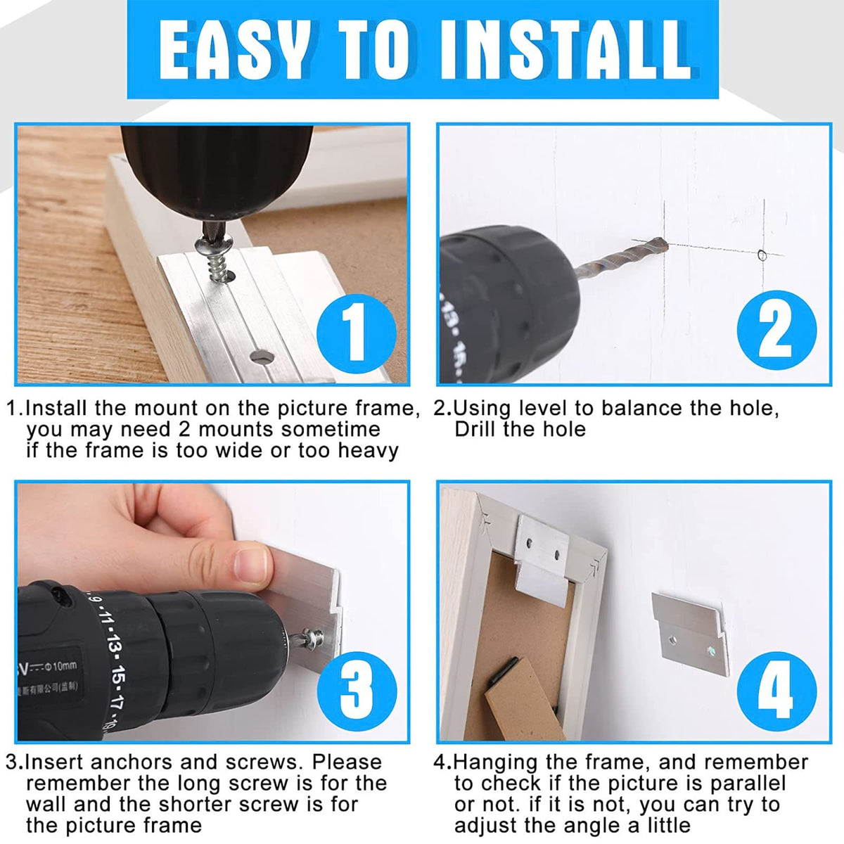 Therwen pre-drilled mounting hardware simplifies installation with two screw sizes.