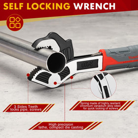 THEshyop self-locking wrench 10-inch displays adjustable jaw range for pipes and nuts