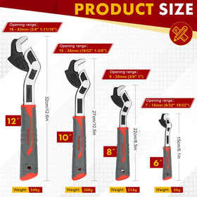 THEshyop self-locking wrench 8-inch in use on pipe with non-slip grip