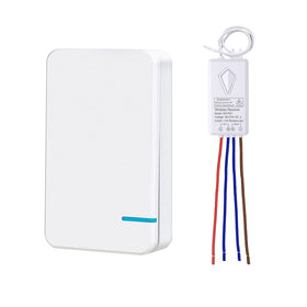 Thinkbee Wireless Light Switch Kit receiver installed between light and power for easy control