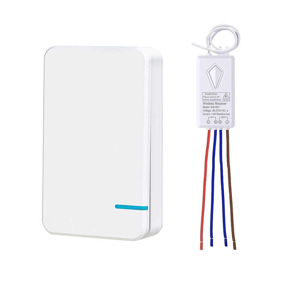 Thinkbee Wireless Light Switch Kit receiver installed between light and power for easy control
