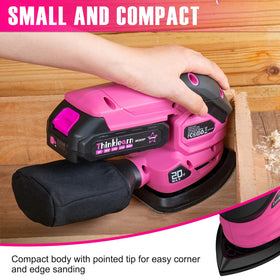ThinkLearn compact palm sander design fits comfortably in hand.