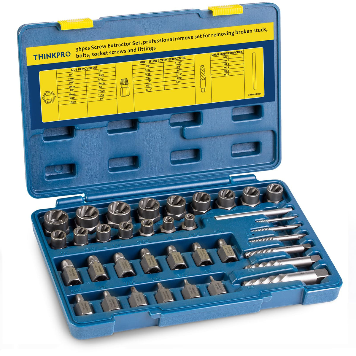 Thinkpro 36Pcs extractor set in storage box for easy access and organization
