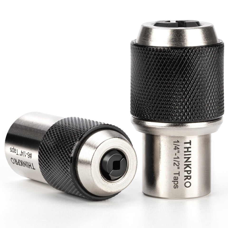 Thinkpro ratcheting tap socket with large jaws securely grip taps from #6 to 1/2 inch.