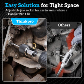 Thinkpro tap socket with adjustable jaws securely grips taps.