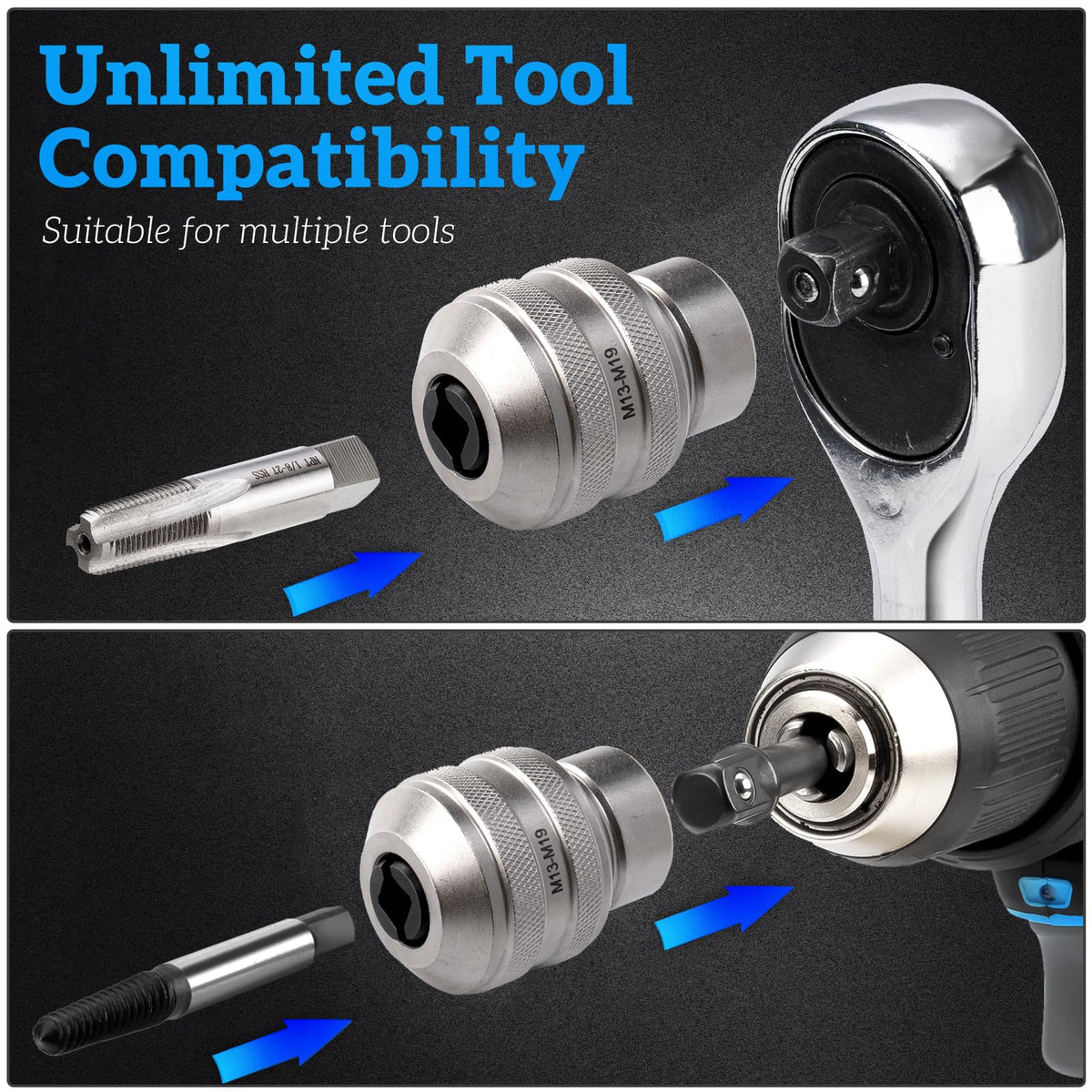ThinkPro tap-socket-set durable heat-treated Cr-Mo steel built for longevity.