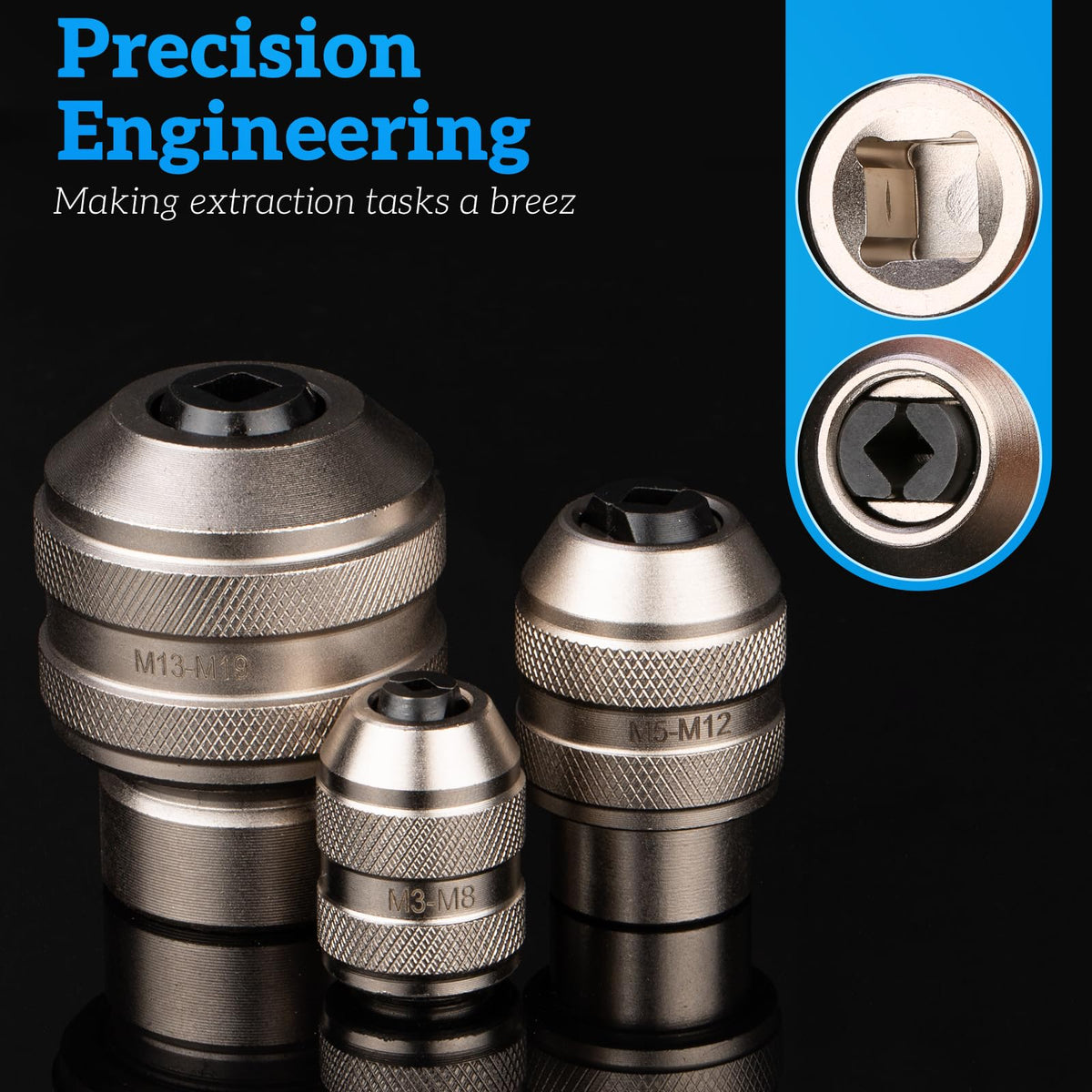 ThinkPro tap-socket-set adds versatility, turning a ratchet into a tap, reamer, or extractor driver.