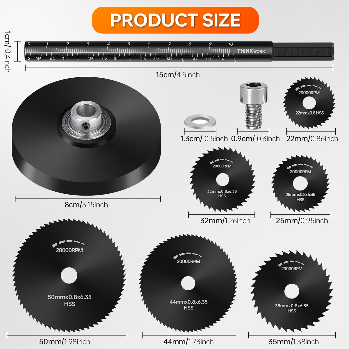 THINKWORK six-blade set for PVC and ABS enables versatile pipe sizing.