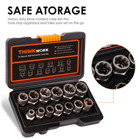 THINKWORK blow-molded case keeps the extractor set organized and portable.
