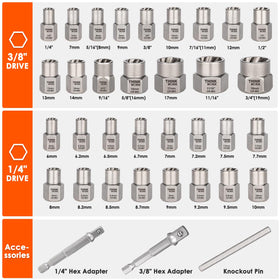 Thinkwork Bolt Extractor Kit with 3/8 inch drives for versatile tool compatibility