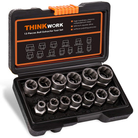 THINKWORK bolt extractor kit 3-8 drive shows durable steel for tough bolt removal.