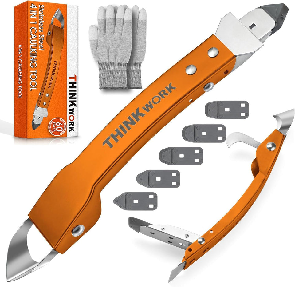 THINKWORK Caulking Tool Kit 4-in-1 opened case: durable steel tools for everyday use.