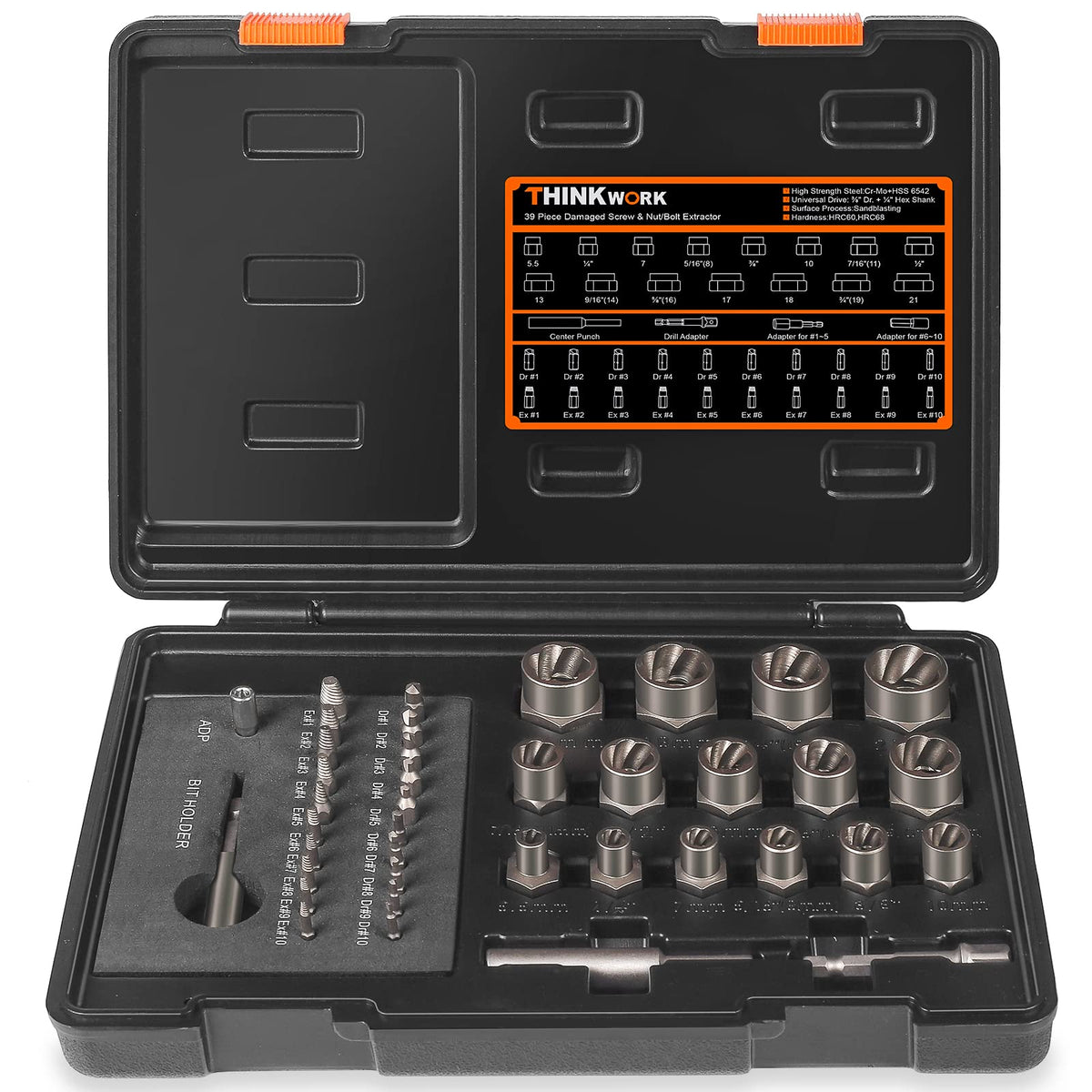 THINKWORK damaged-screw-extractor-set front view for durable fastener removal