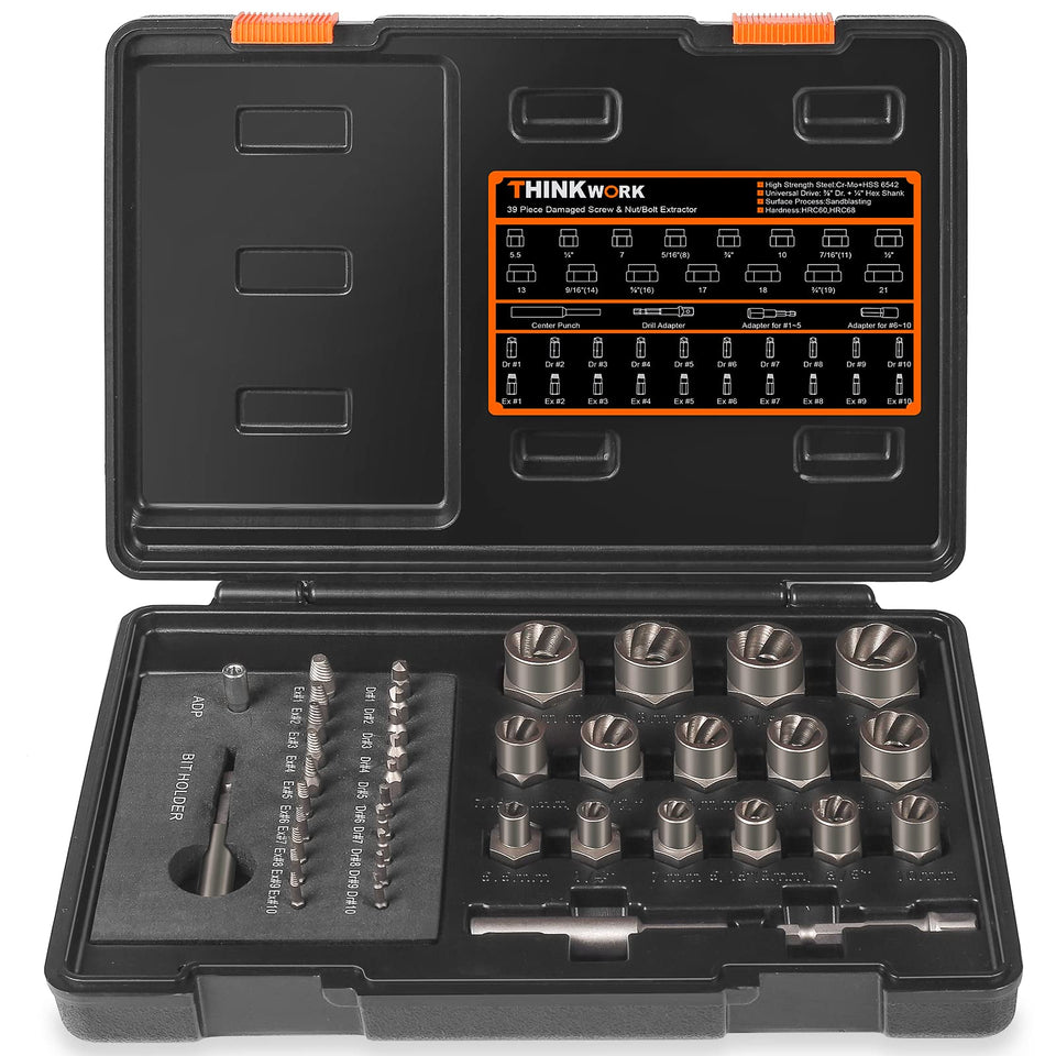 THINKWORK damaged-screw-extractor-set front view for durable fastener removal