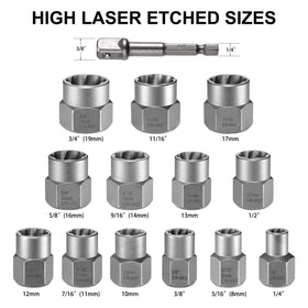 THINKWORK lug nut remover set includes multiple sizes for common fasteners.