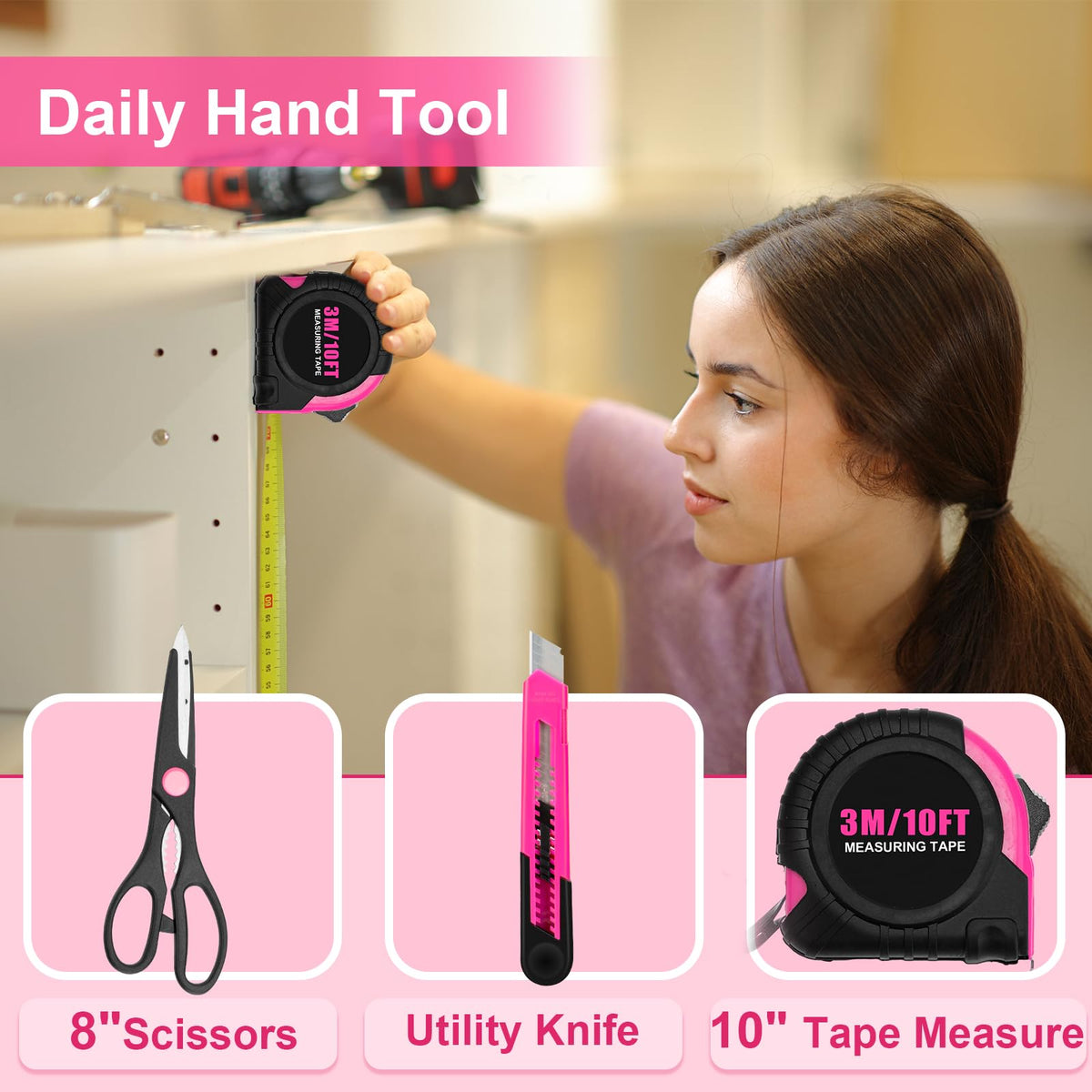 THINKWORK Pink Tool Set pliers and shears for general use