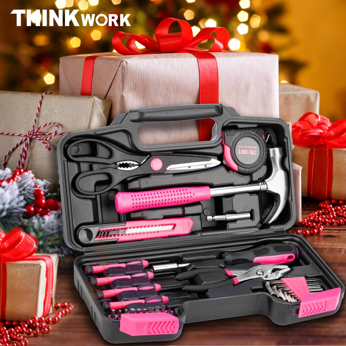 THINKWORK Pink Tool Set screwdriver bits and driver for fast fixes