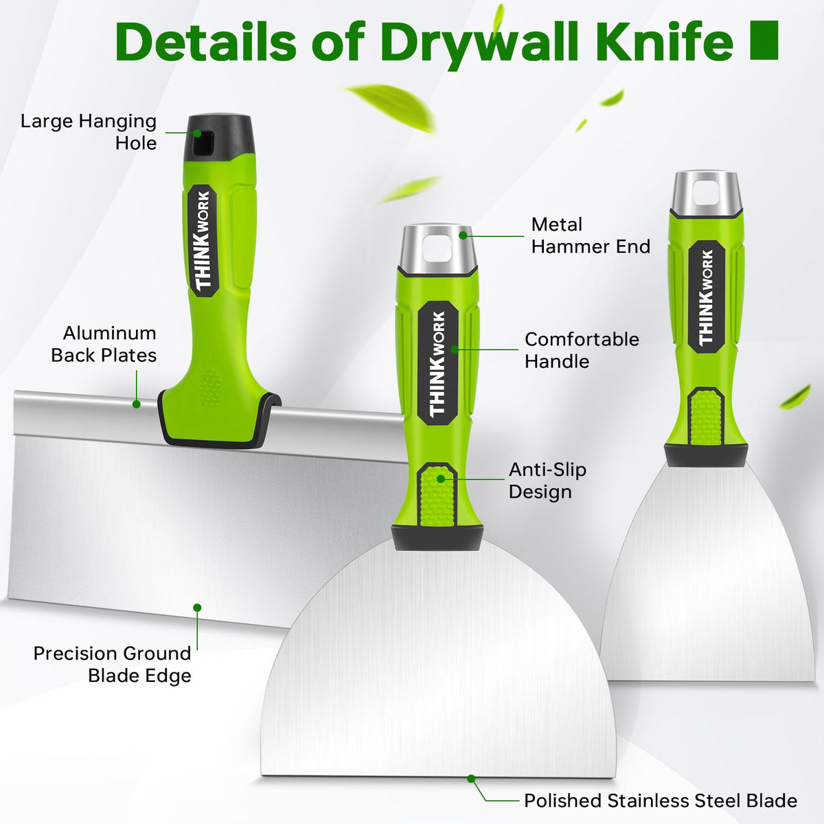 Thinkwork putty knife 1in close-up demonstrates precise crack filling
