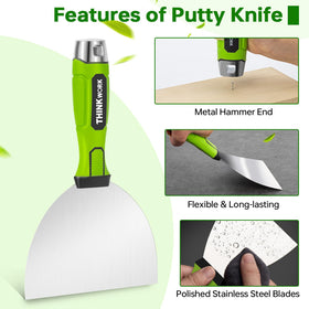 Thinkwork putty knife 4in offers durable smoothing and wide coverage