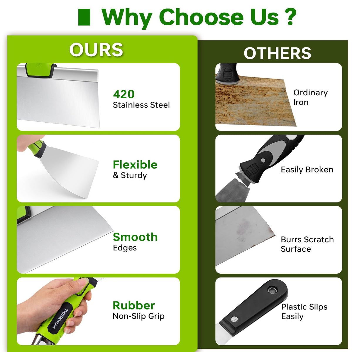 Thinkwork putty knife 6in enables larger repair areas
