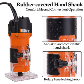 THINKWORK Router Tool depth adjustment illustrates precise depth control.
