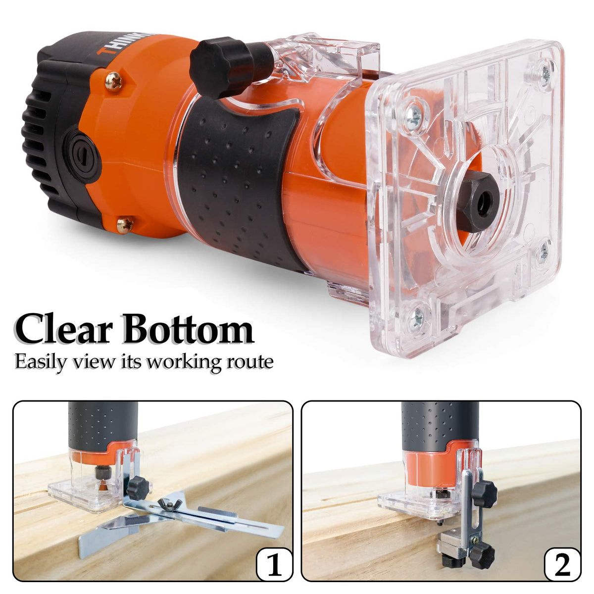 THINKWORK Router Tool ergonomic handle for comfortable operation.