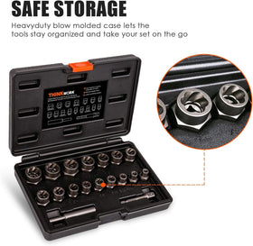 THINKWORK lug nut remover set aids removal of rusty or rounded fasteners.