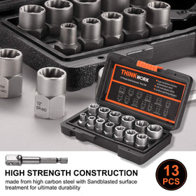 THINKWORK stripped bolt remover in case ready for rusted or damaged bolts.