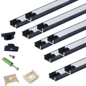 THMOOTHER LED strip in black U channel diffuser with aluminum track for clean cabinet lighting