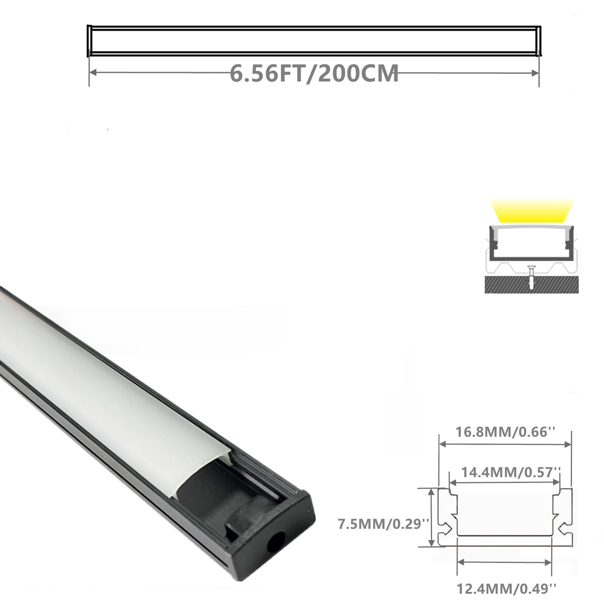 THMOOTHER milky diffuser snapped into channel for even light and dust protection