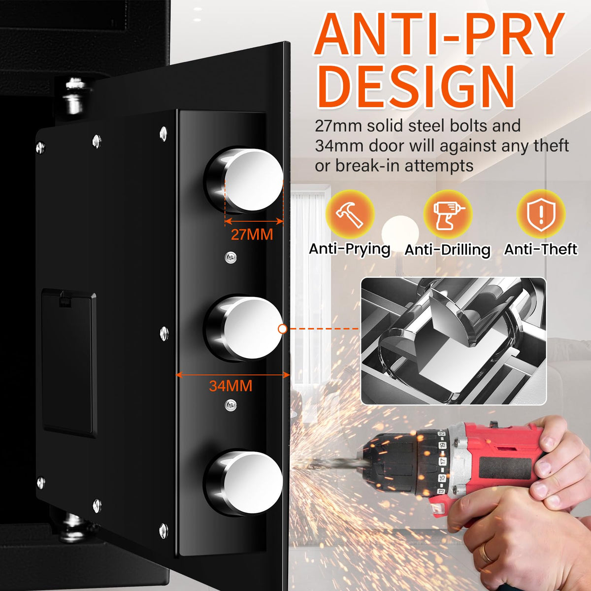 Thmosz depository safe interior soft pad protects valuables during handling