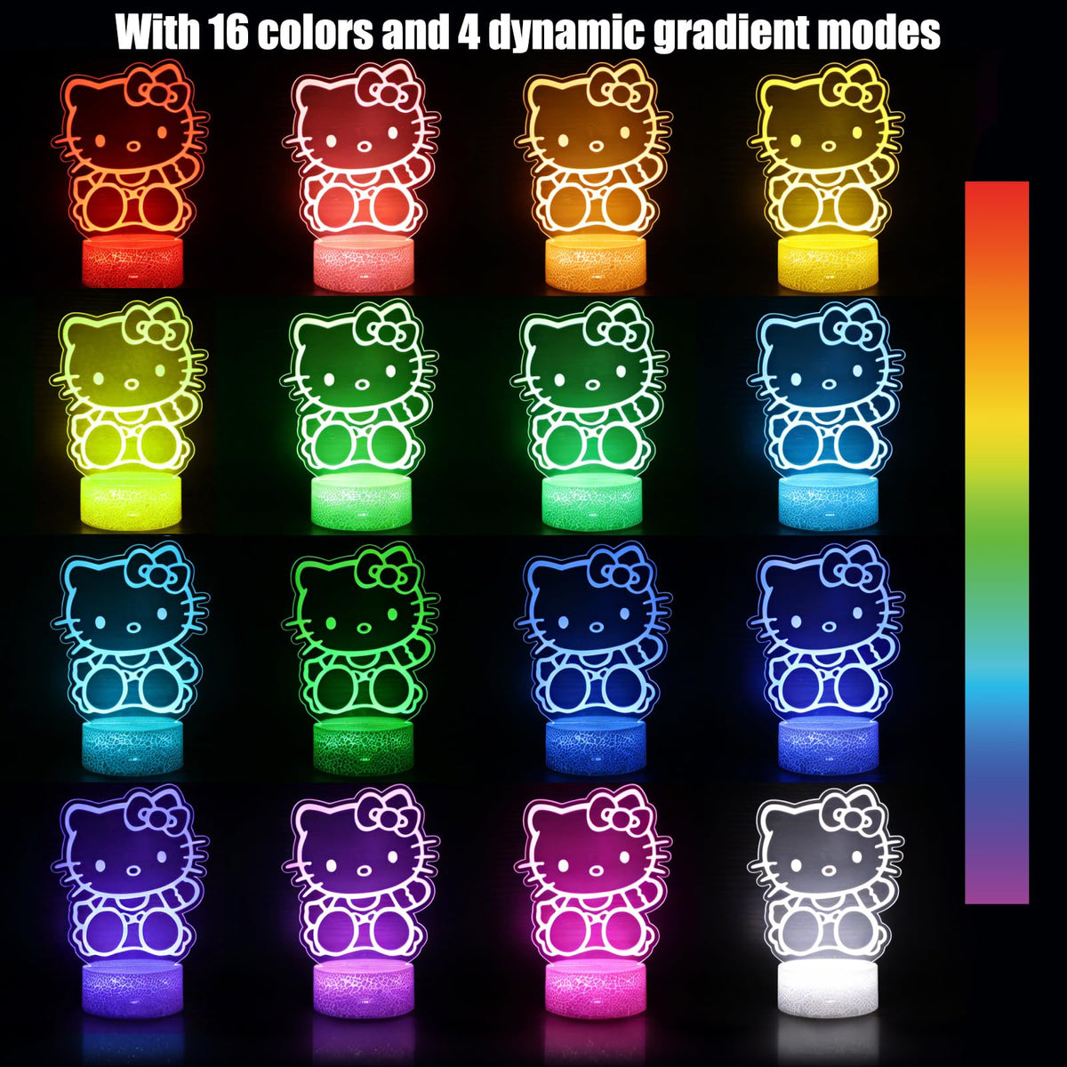 THOAML Cat Night Light displays 16 colors to create playful room atmosphere.