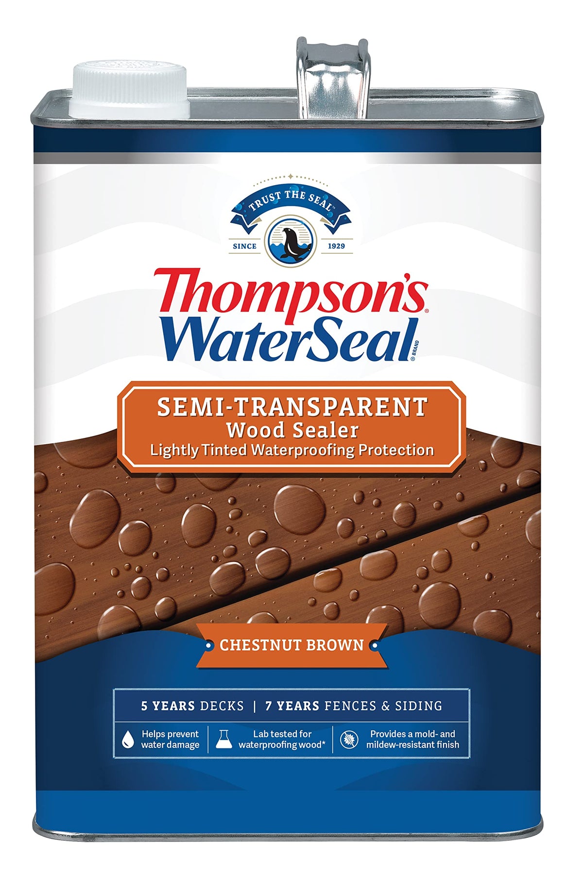 Thompson’s WaterSeal bottle pour demonstrates easy deck protection.