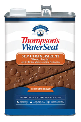 Thompson’s WaterSeal bottle pour demonstrates easy deck protection.