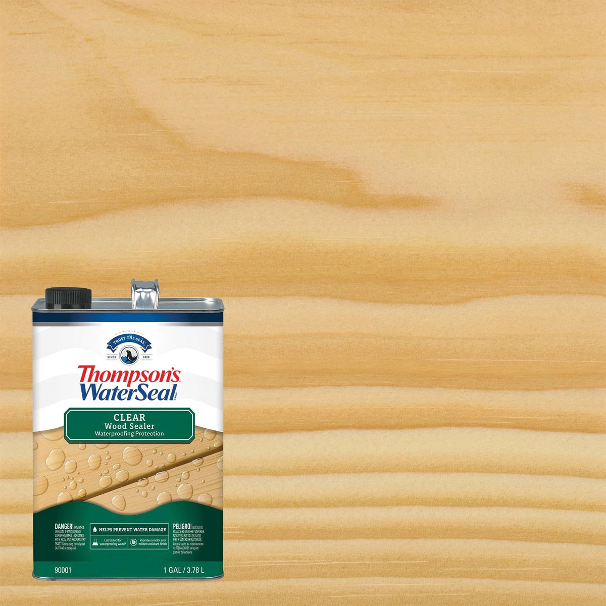 Thompson's WaterSeal applied with a brush on wood for even protective coverage