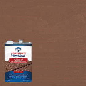 Thompson's WaterSeal solid-color-brown deck application showing bold finish while hiding grain.