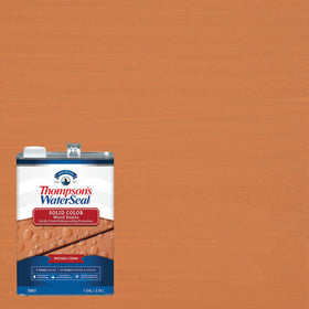 Applying Thompson’s WaterSeal stain to a deck with a brush for refinishing