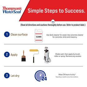Thompson's WaterSeal on wood surface shows even, fade-resistant finish.