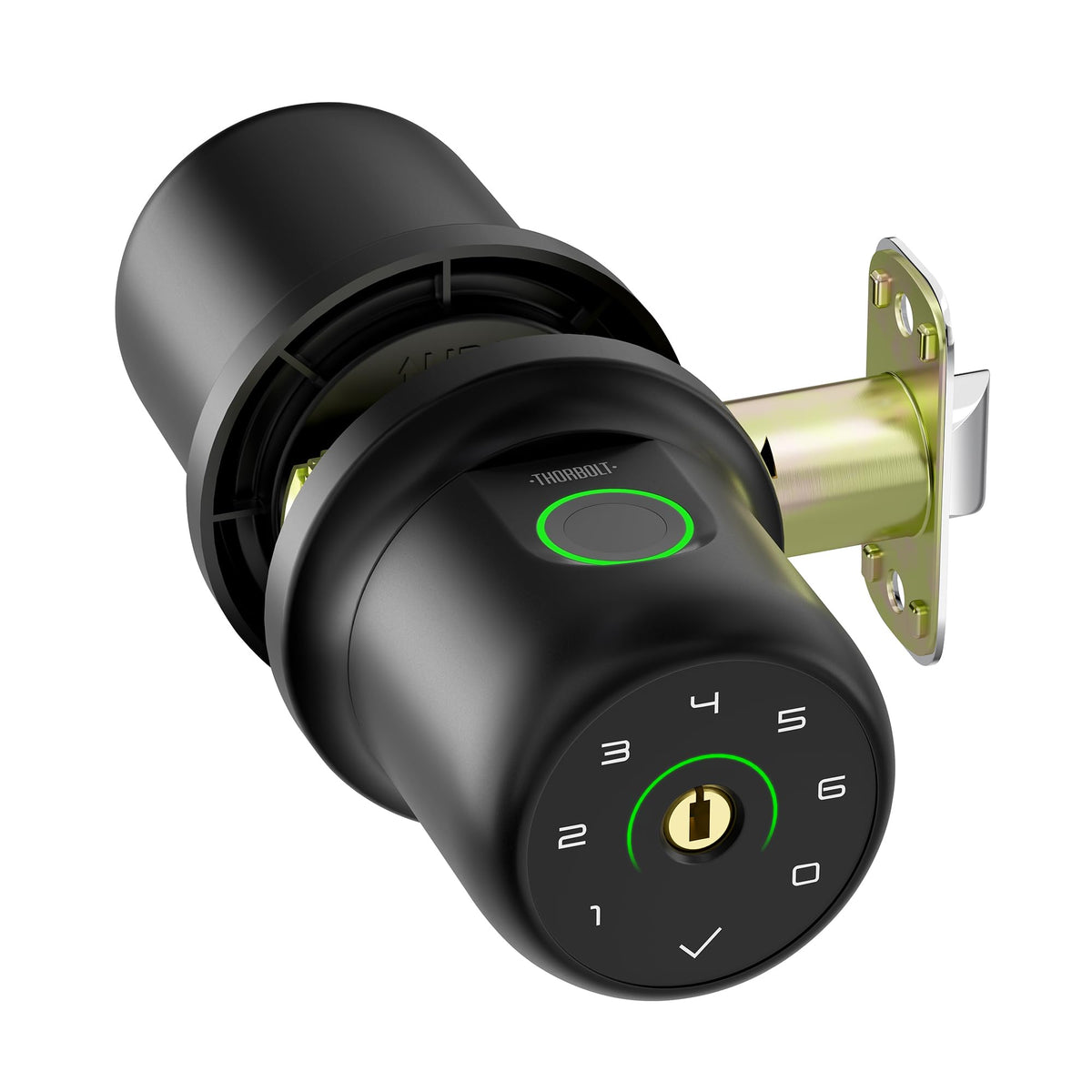 ThorBolt G1 fingerprint sensor on top for fast, secure interior entry
