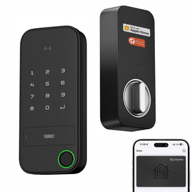 ThorBolt X1 front view, sleek weatherproof lock ready for HomeKit integration