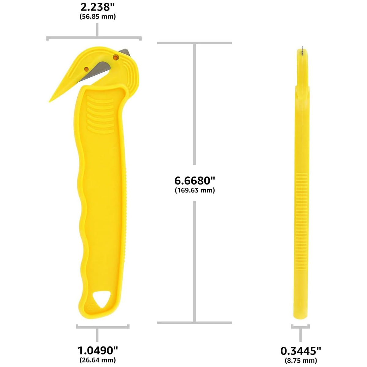 Bright yellow body increases visibility in busy packaging areas.