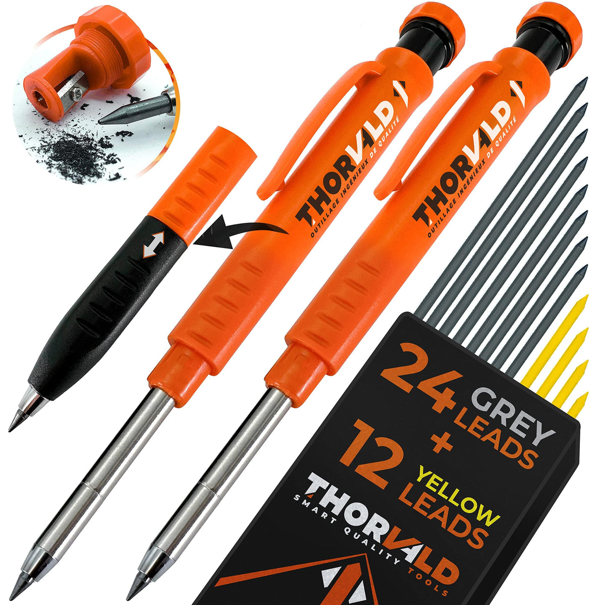 THORVALD 2 pencil set with 38 yellow leads enables precise marking on wood