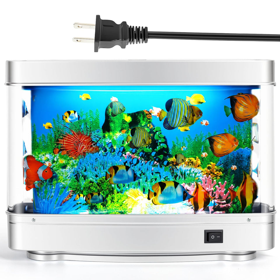 Thosolth fake fish tank night light with lifelike fish for calming ambience
