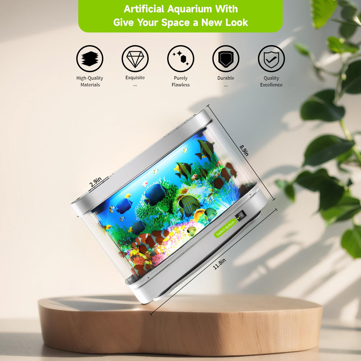 Thosolth mini crib aquarium lamp bright LED marine scene in a cozy space