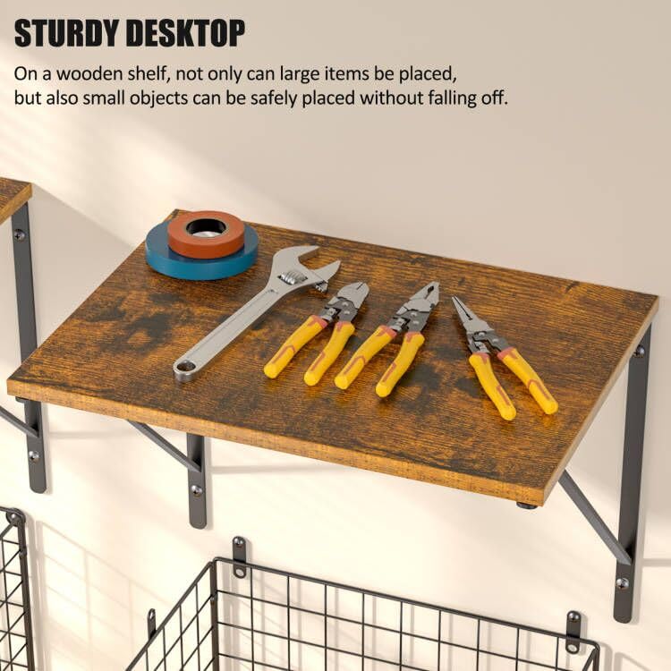 ThreeHio wooden floating shelf doubles as living room storage