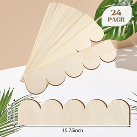 Closeup of Threehoney scalloped-edge decorative molding on smooth unfinished wood.
